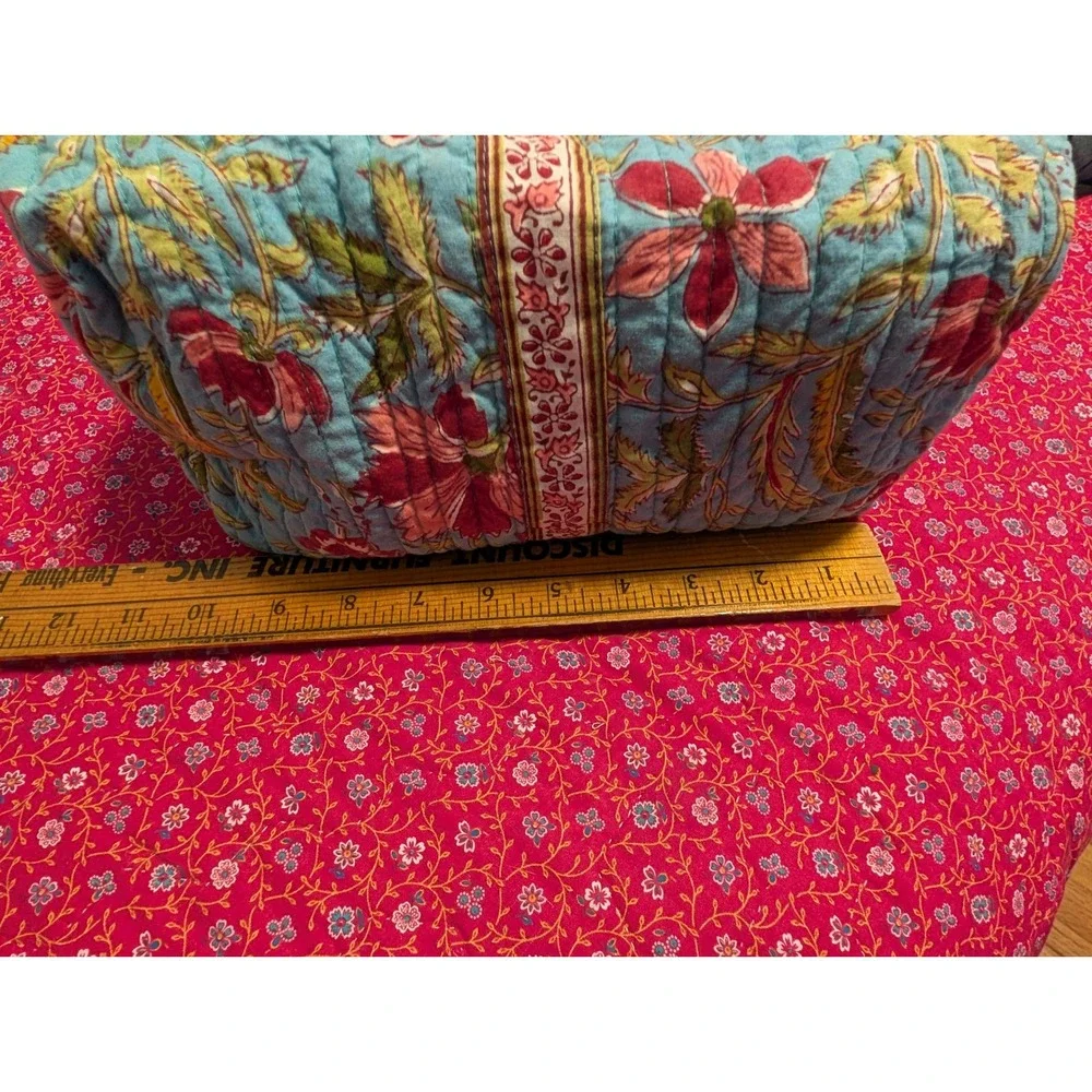 Anokhi Block Print Bag Quilted Cosmetic Large Toiletries Boho Cottage Travel